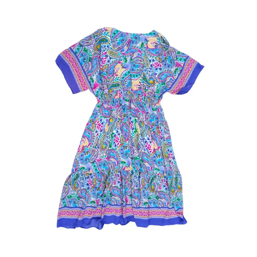 Cato Plus Size 22/24W Blue Pink Paisley Tiered Midi Dress - Boho - Picture 2 of 5